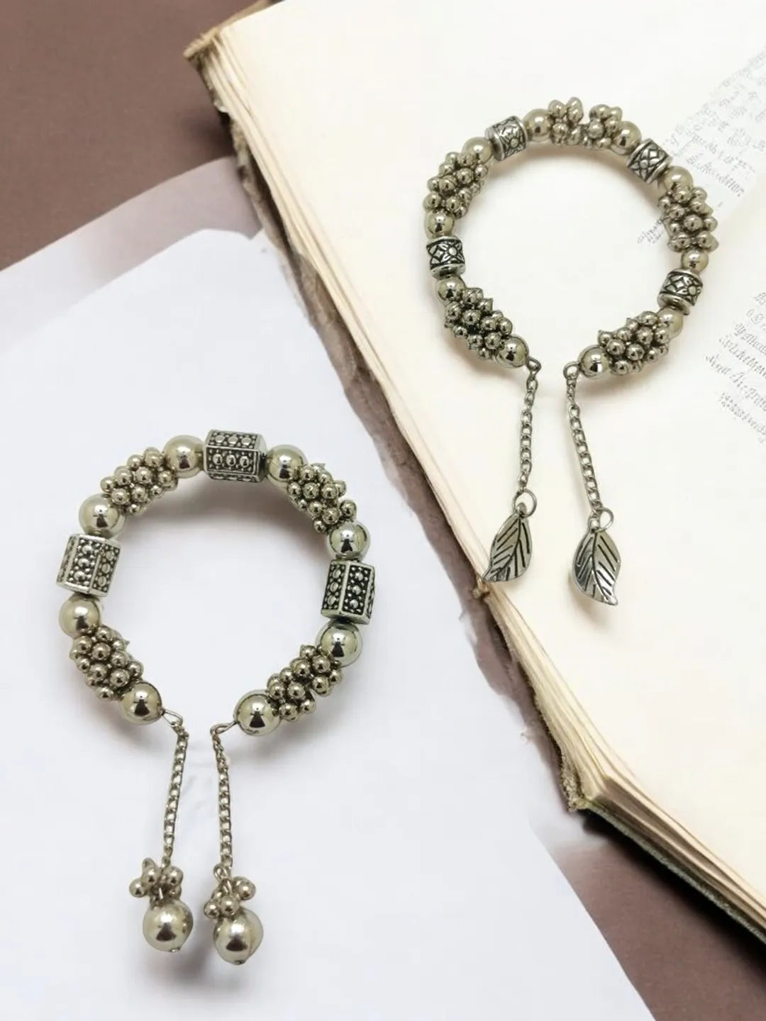 Set of 2 Silver Plated Charm Bracelet