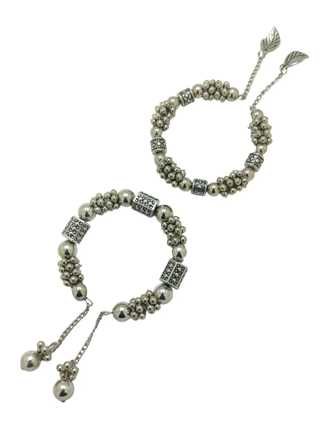 Set of 2 Silver Plated Charm Bracelet