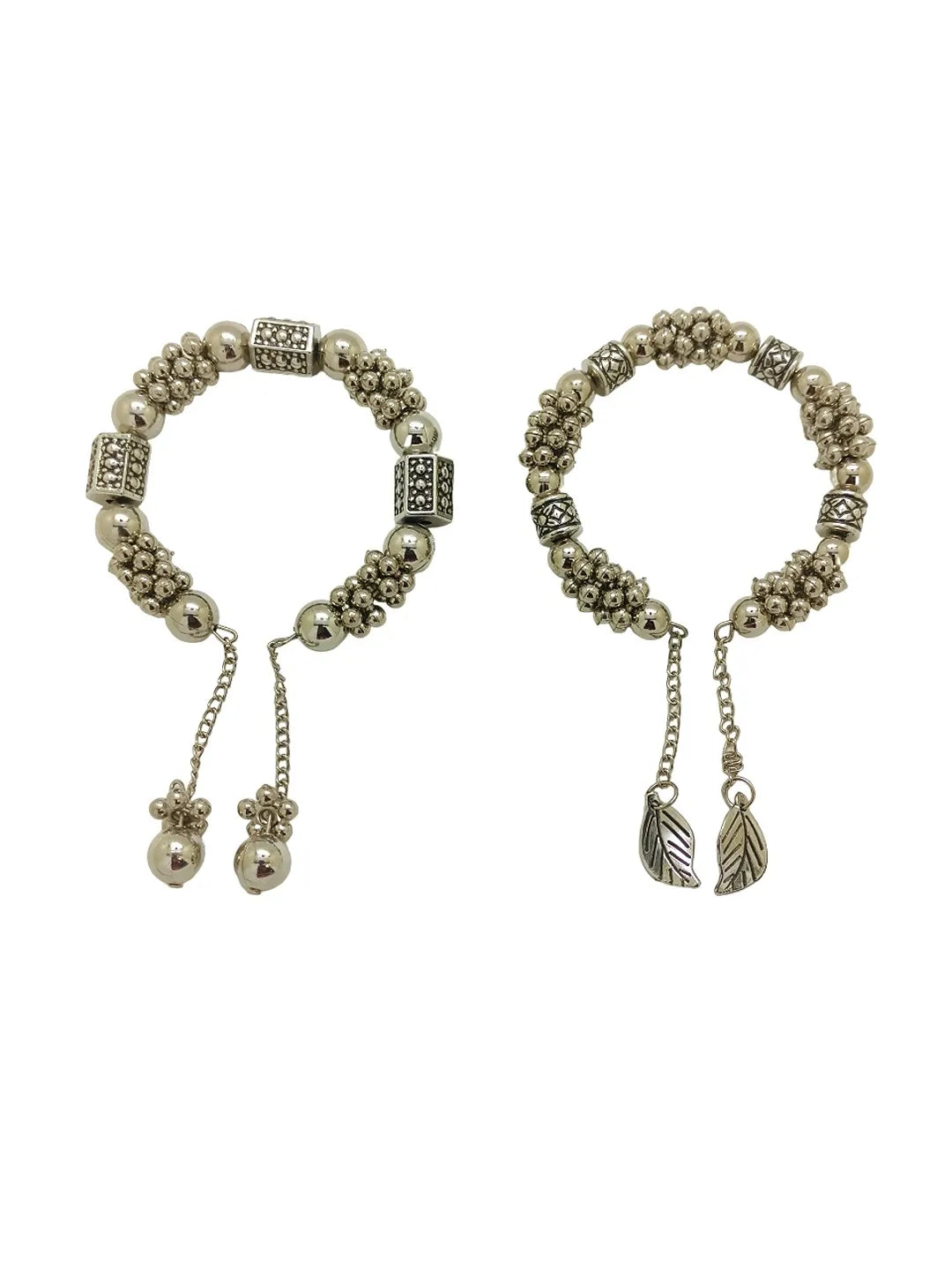 Set of 2 Silver Plated Charm Bracelet