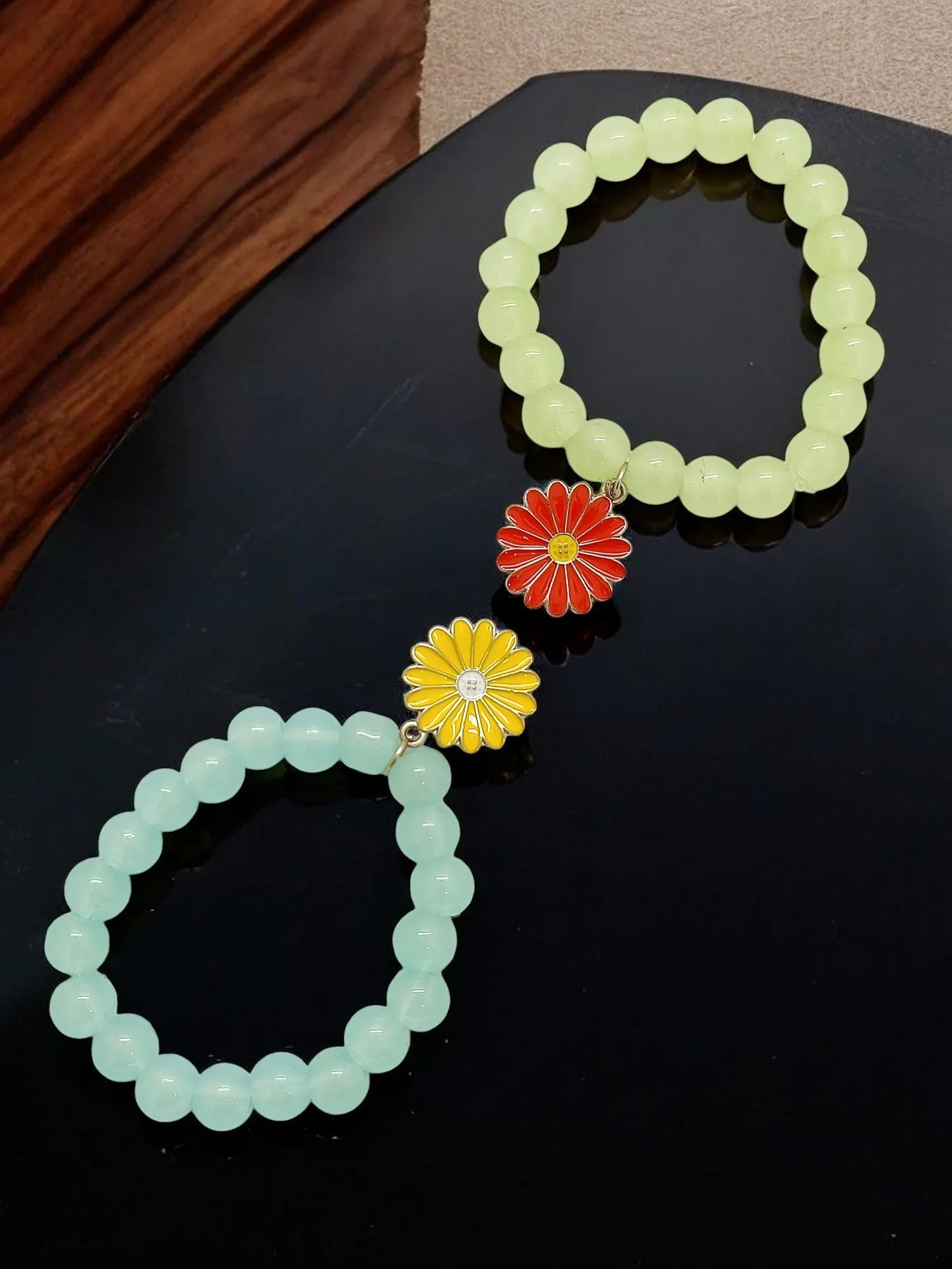 Set Of 2 Beaded Elasticated Bracelets