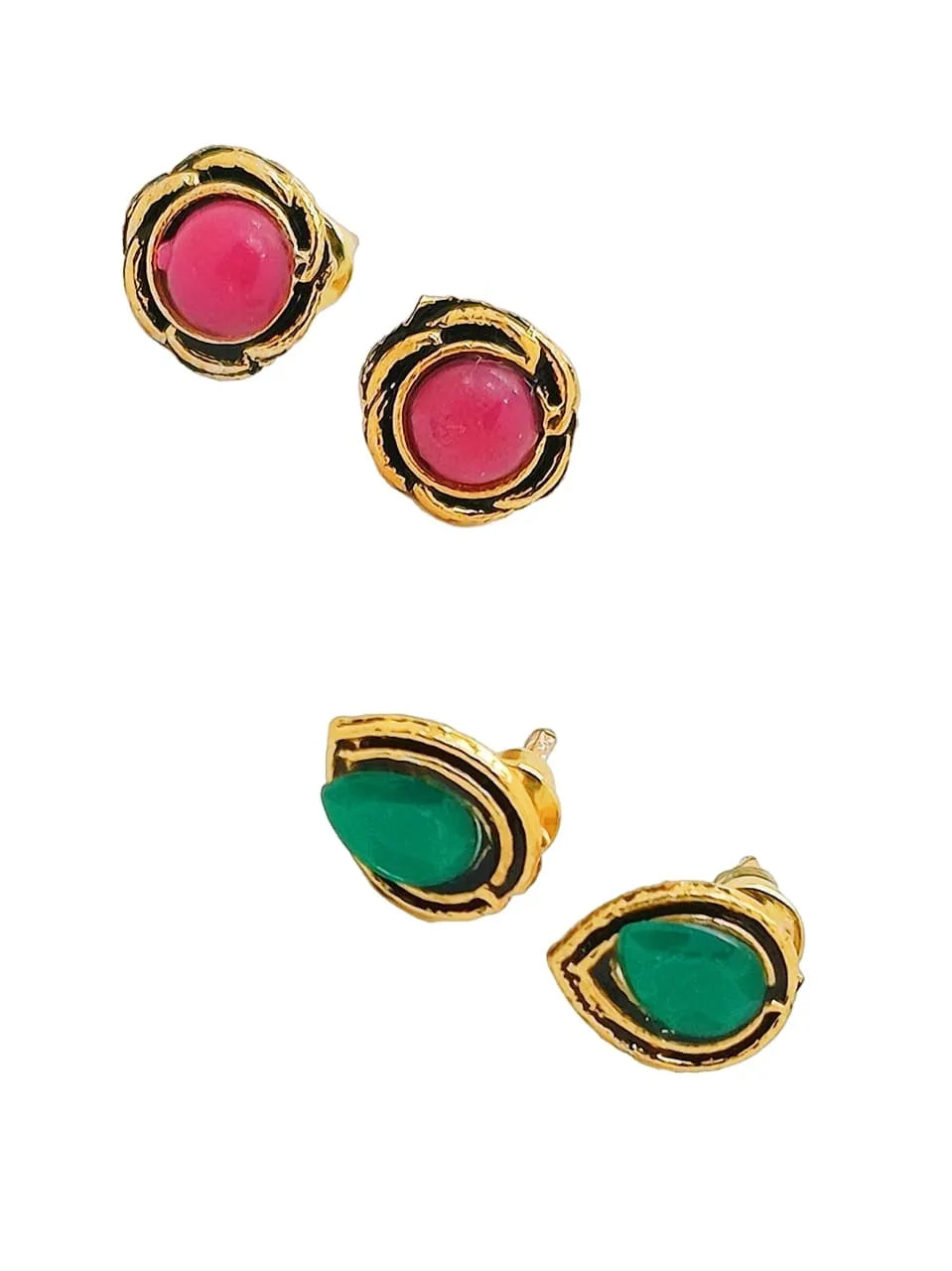 Set of 10 Gold Plated Stud Earrings