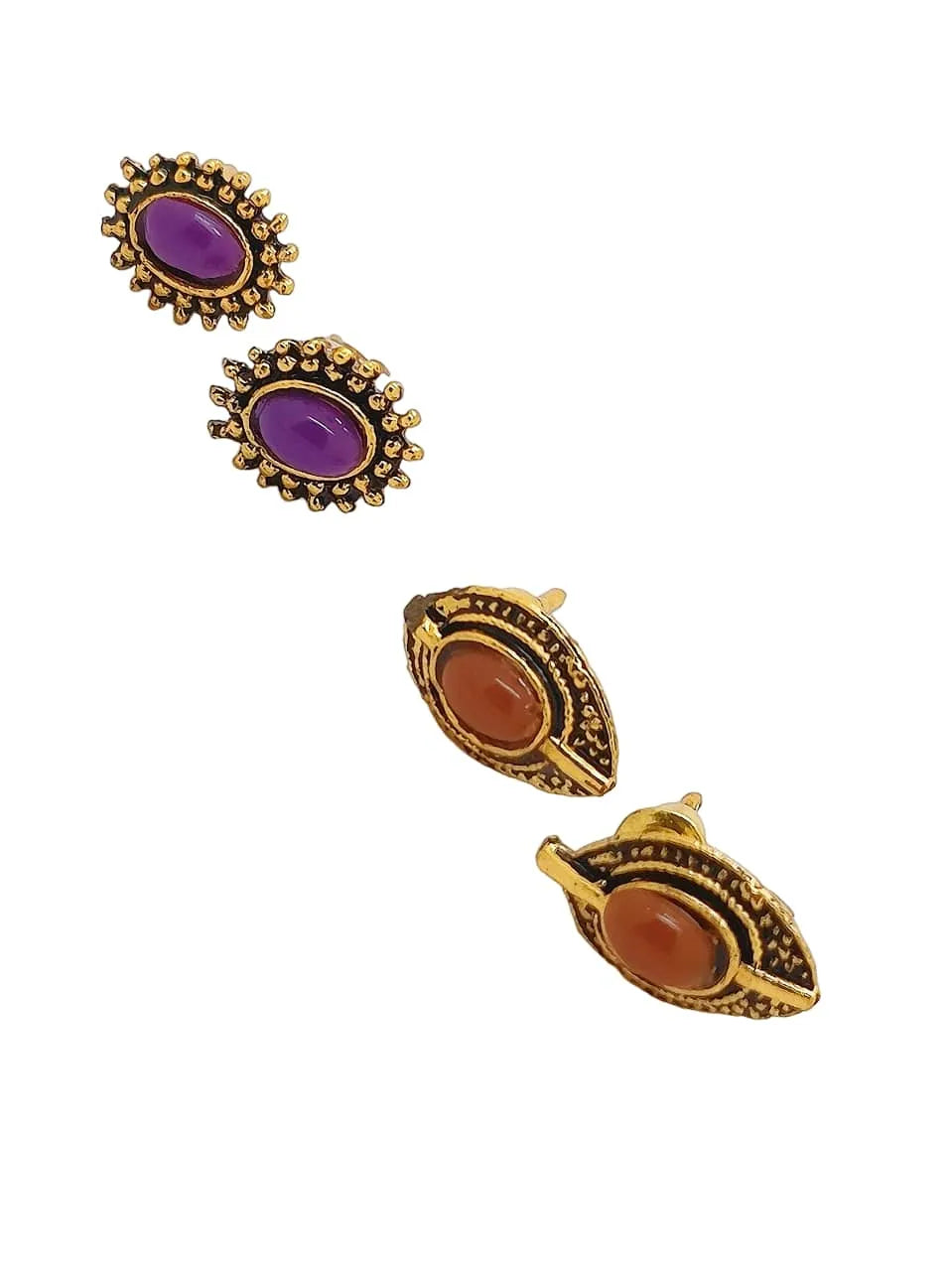 Set of 10 Gold Plated Stud Earrings