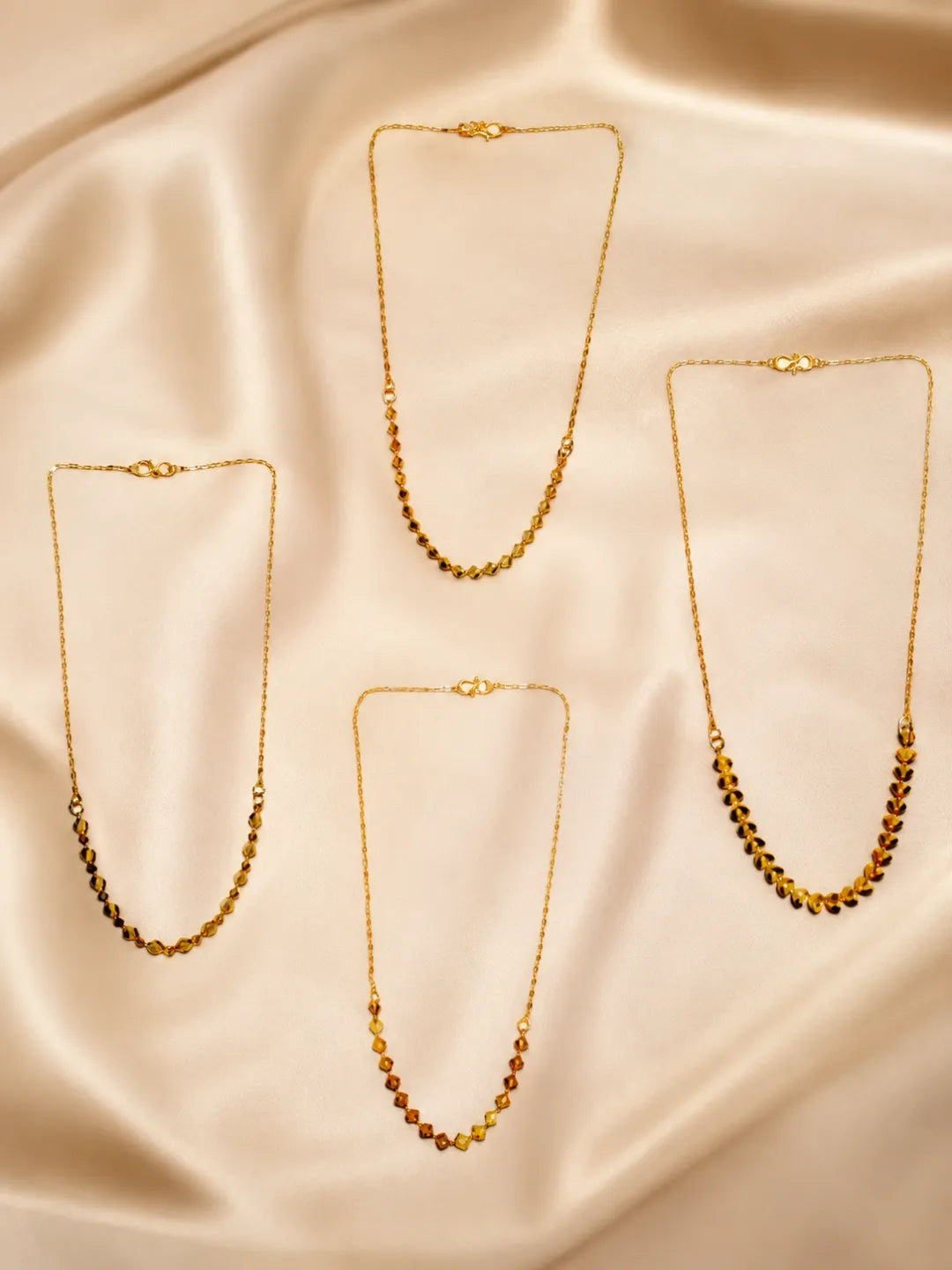 Set Of 4 Gold Plated Necklace