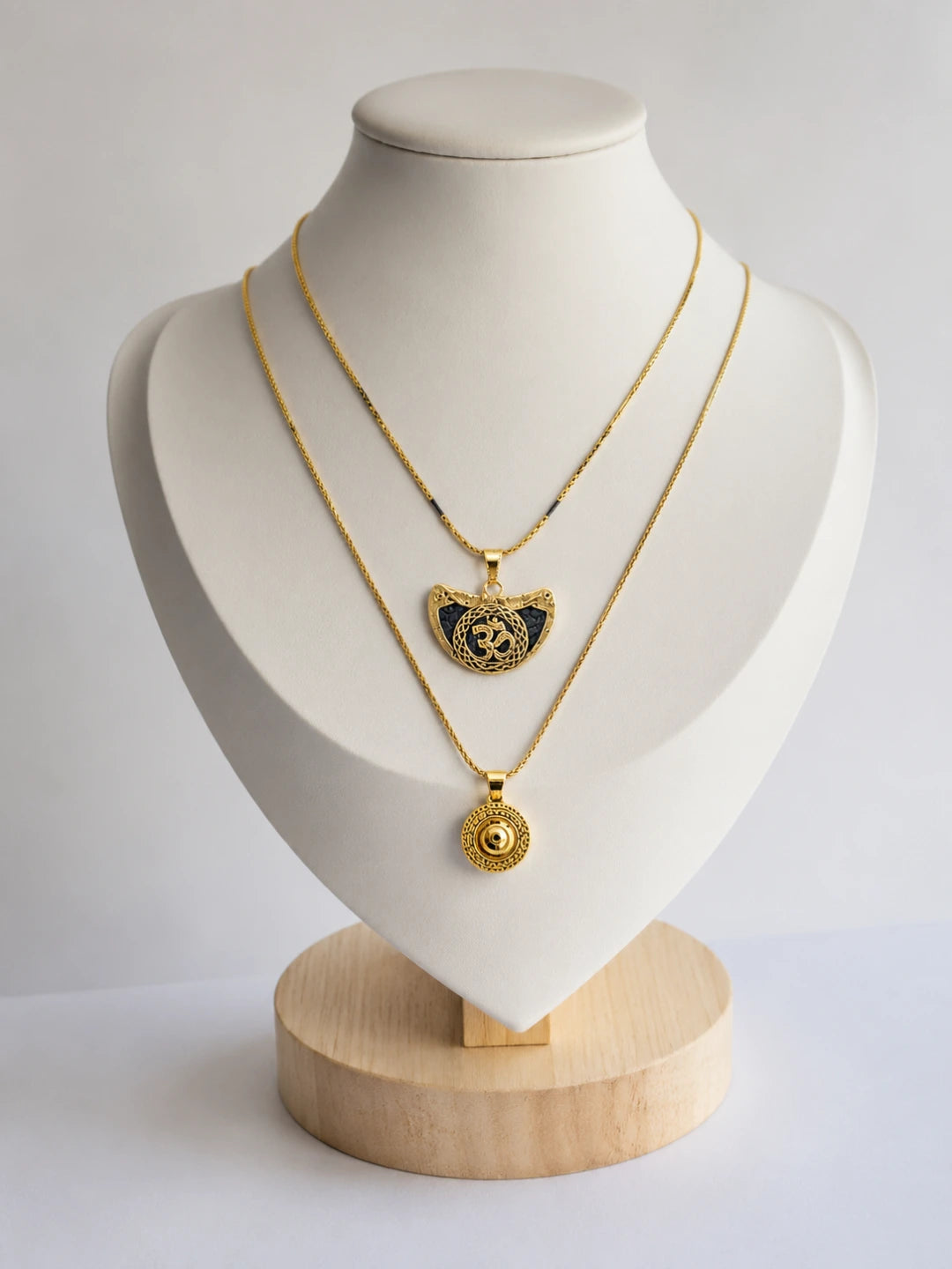 Gold Plated Om & Divine Pendant Chain Combo for Men & Women