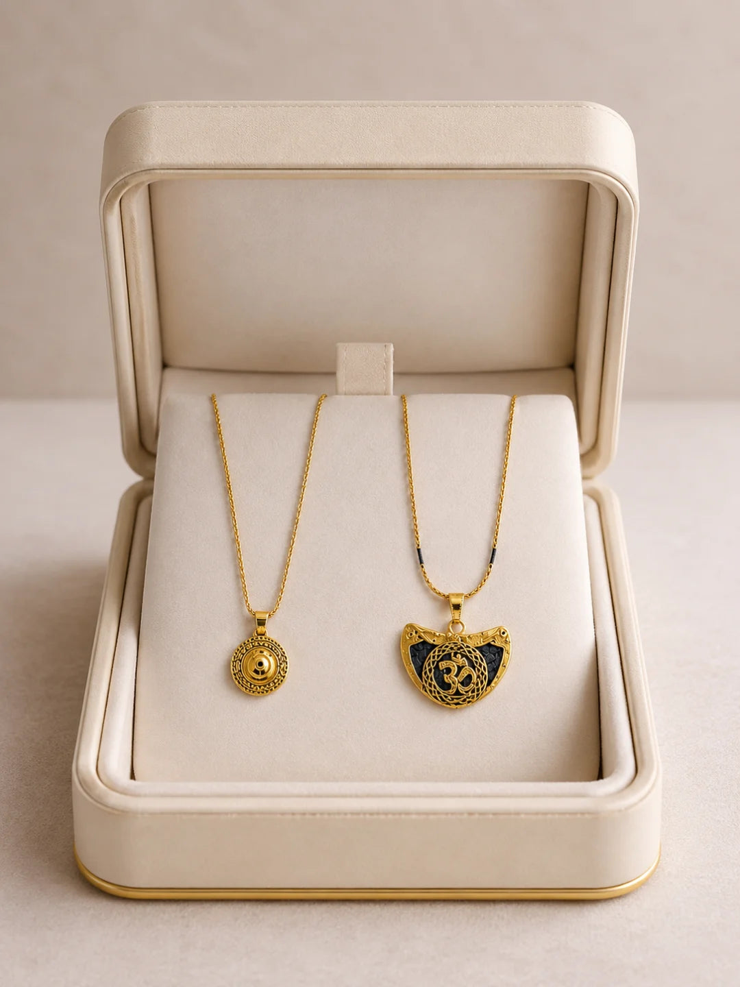 Gold Plated Om & Divine Pendant Chain Combo for Men & Women