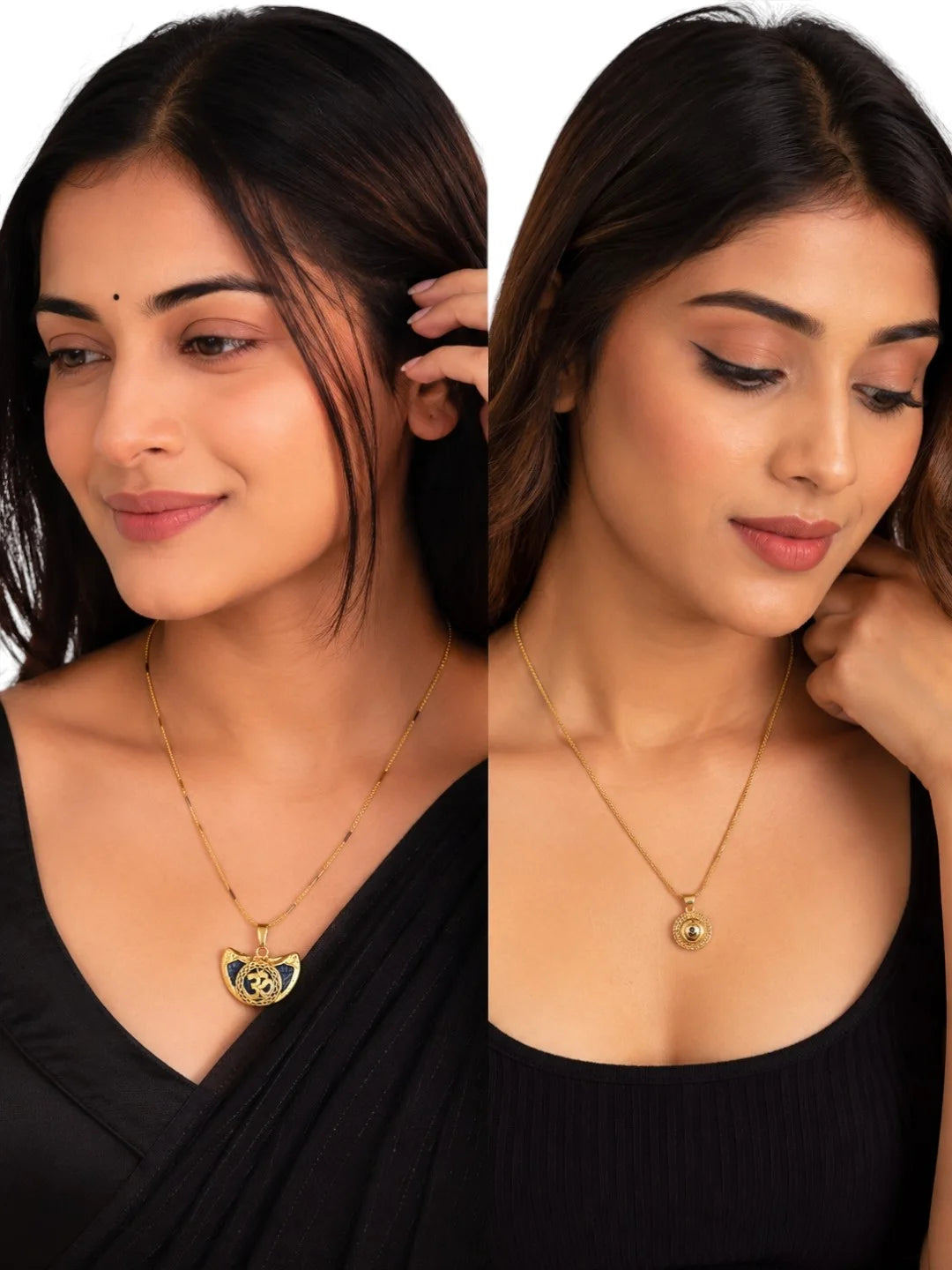 Gold Plated Om & Divine Pendant Chain Combo for Men & Women