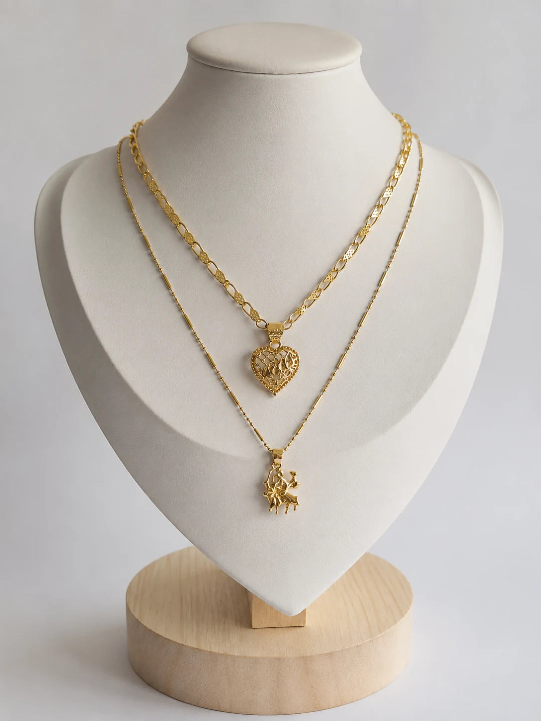 Premium Gold Plated Heart & Divine Pendant Chain Combo for Men & Women