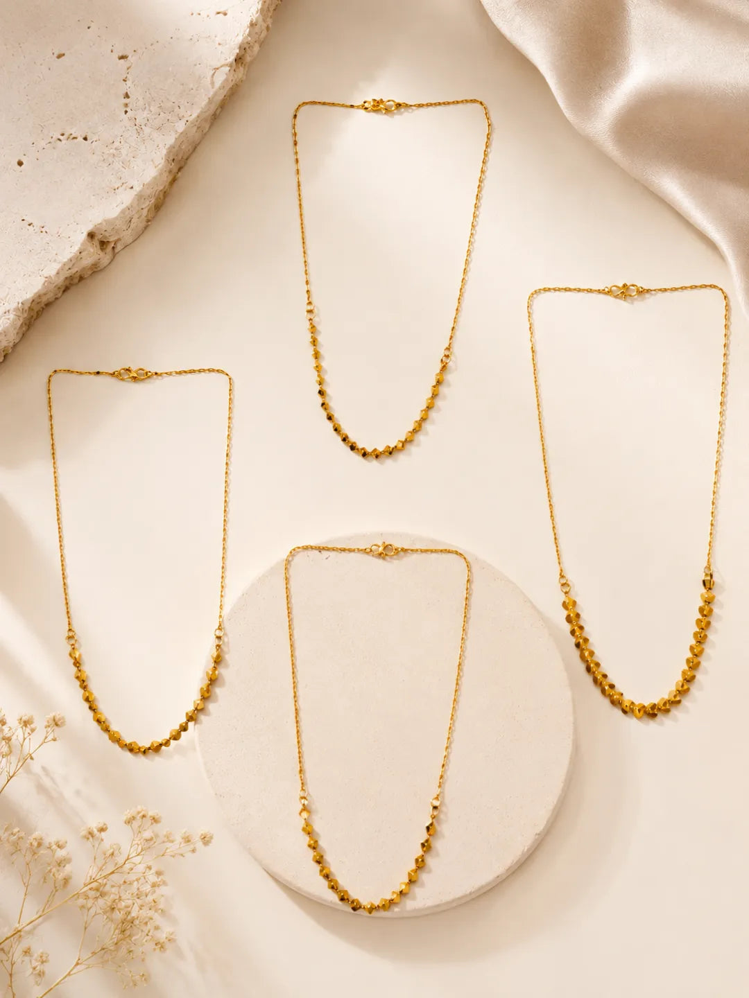 Set Of 4 Gold Plated Necklaces