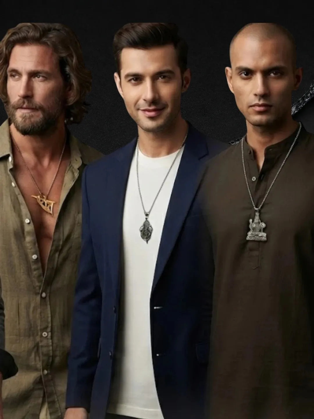 Silver Plated Religious Set Of 4 Mens Combo Chain