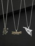 Silver Plated Religious Set Of 3 Men Combo Chain