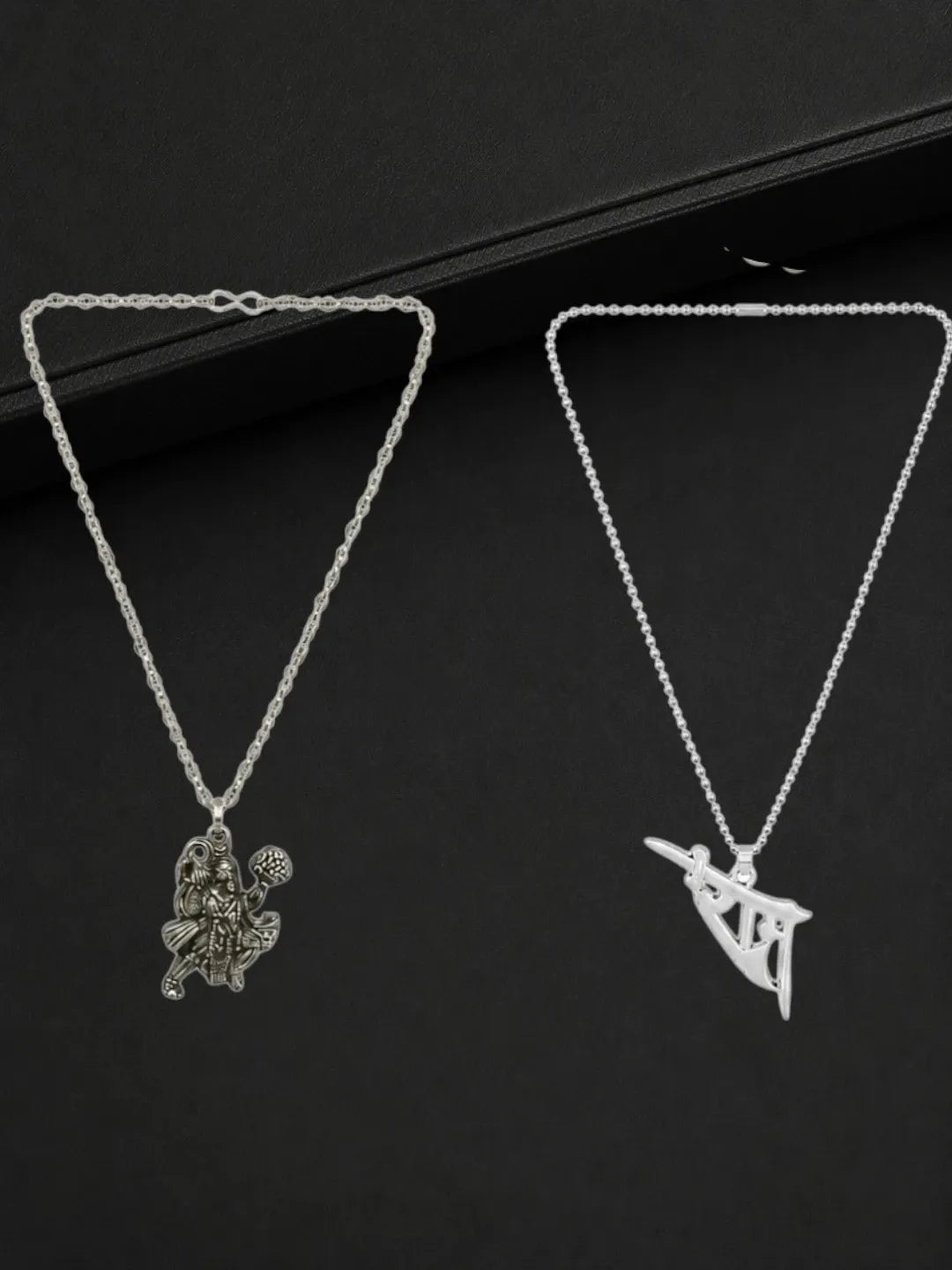 Silver Plated Religious Set Of 3 Men Combo Chain