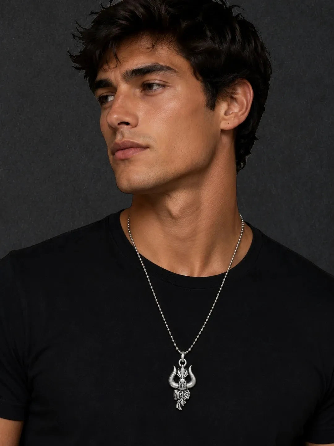 Silver Plated Temple Designs Set Of 3 Men Combo Chain