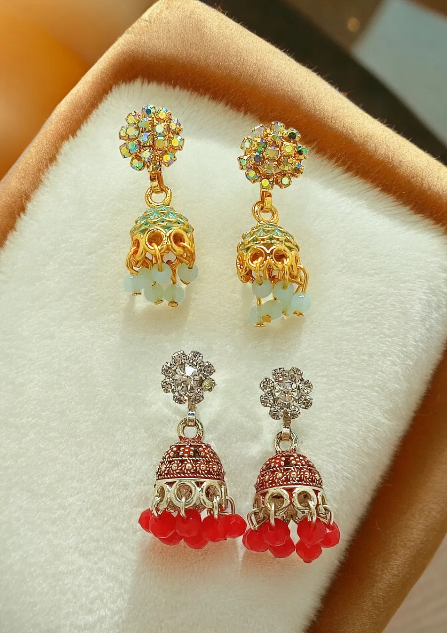 Set Of 2 Floral Jhumkas Earrings