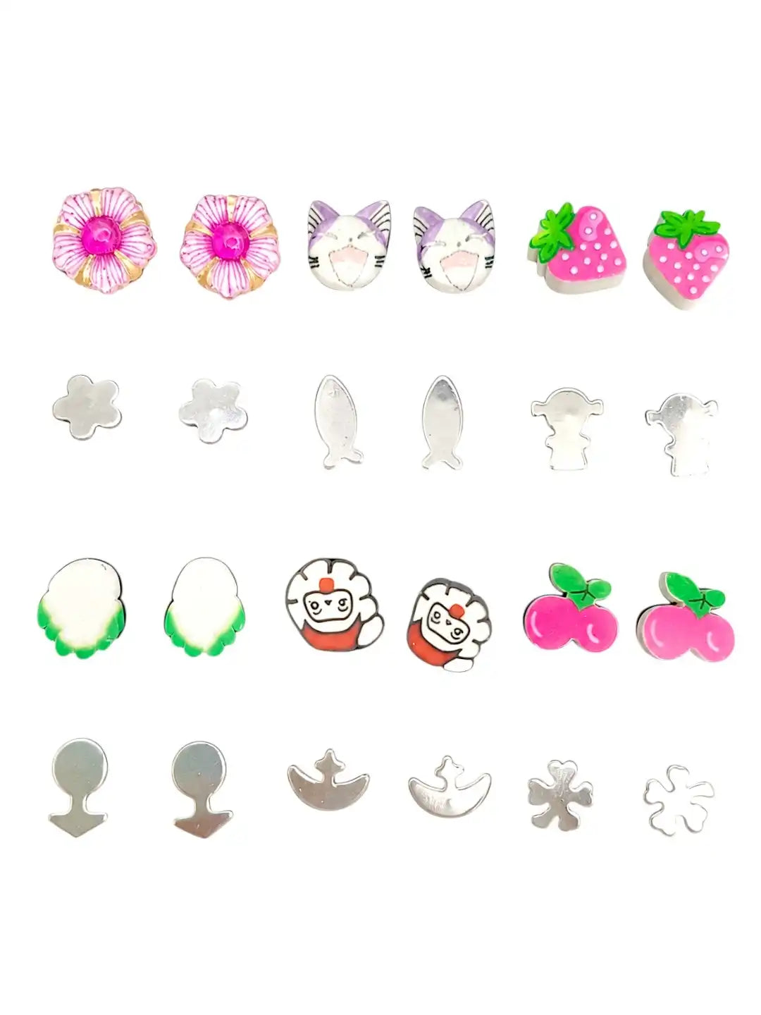 Set of 12 Fashion Stud Combo Earrings For Women and Girls