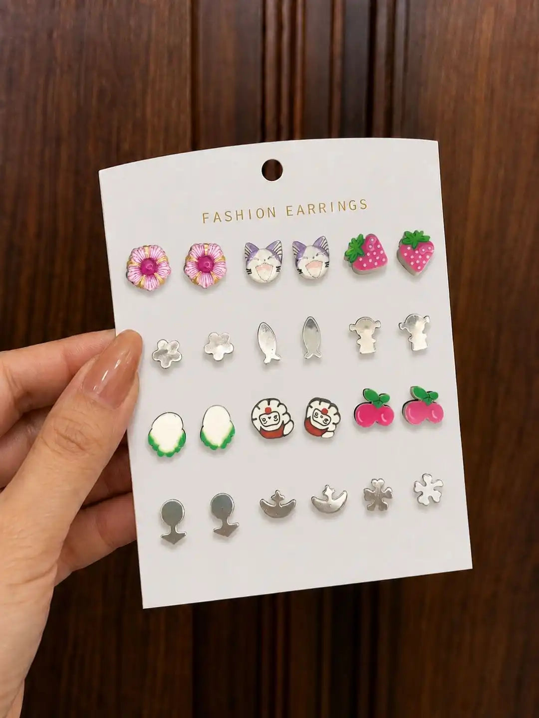 Set of 12 Fashion Stud Combo Earrings For Women and Girls