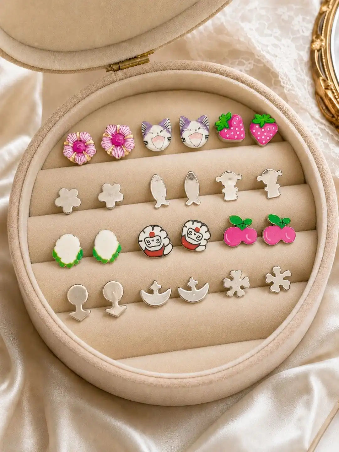 Set of 12 Fashion Stud Combo Earrings For Women and Girls