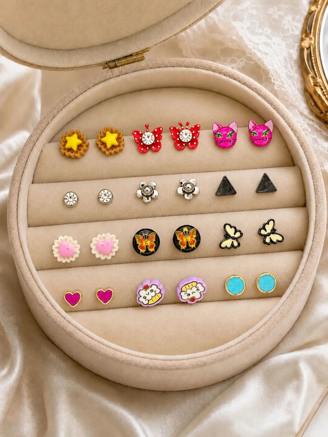 Set of 12 Fashion Stud Earrings For Women and Girls