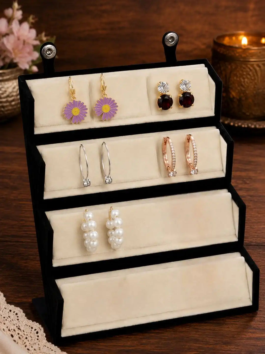 Set of 5 Hoops and Studs Combo Earrings For Women and Girls