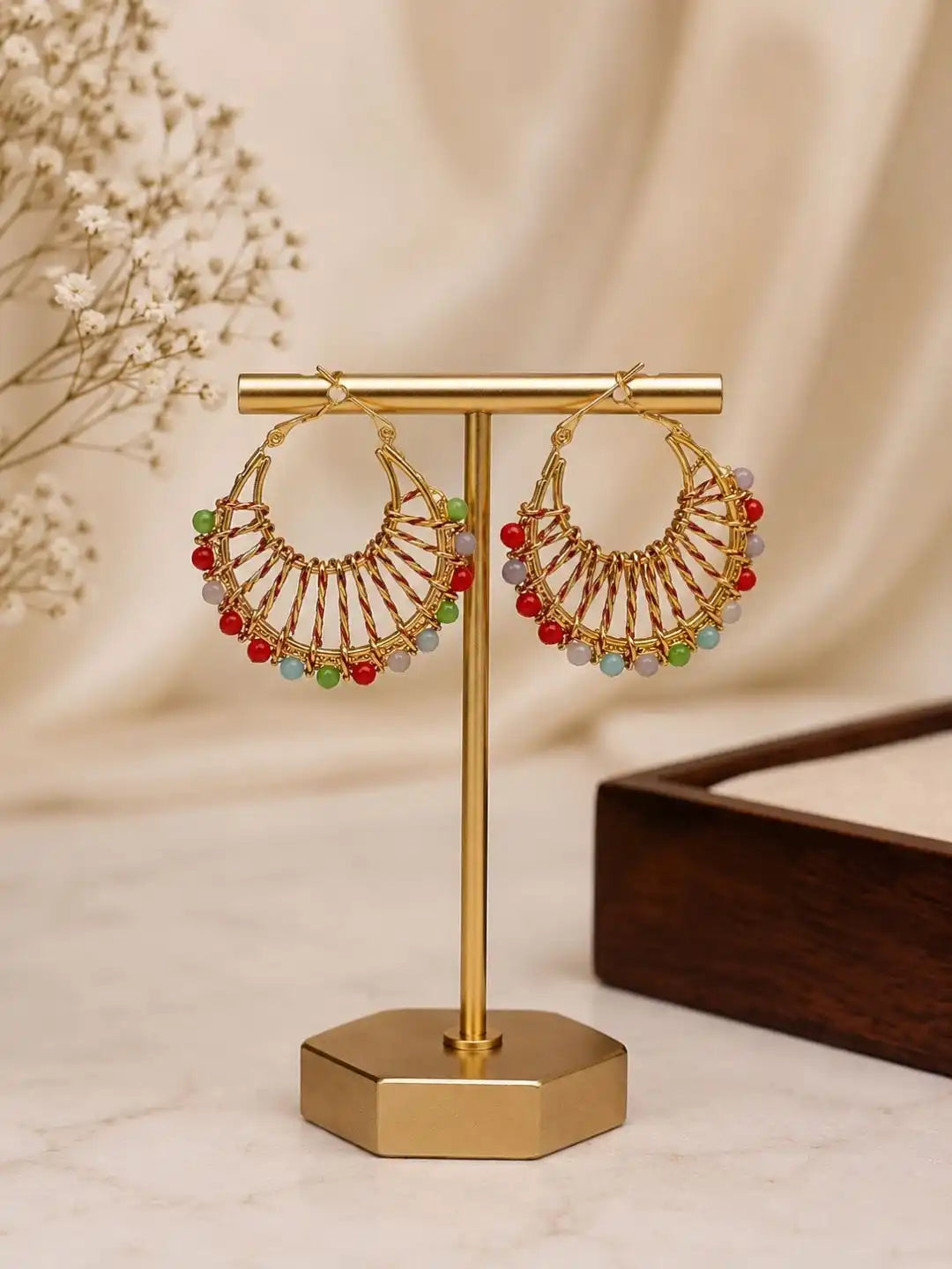 Set of 3 Hoop Combo Earrings For Women and Girls