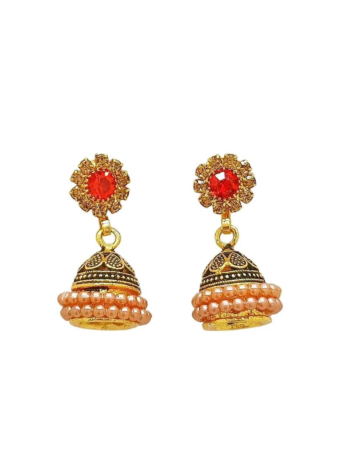 Gold Plated Multi-Colors of Jhumki Set of 3