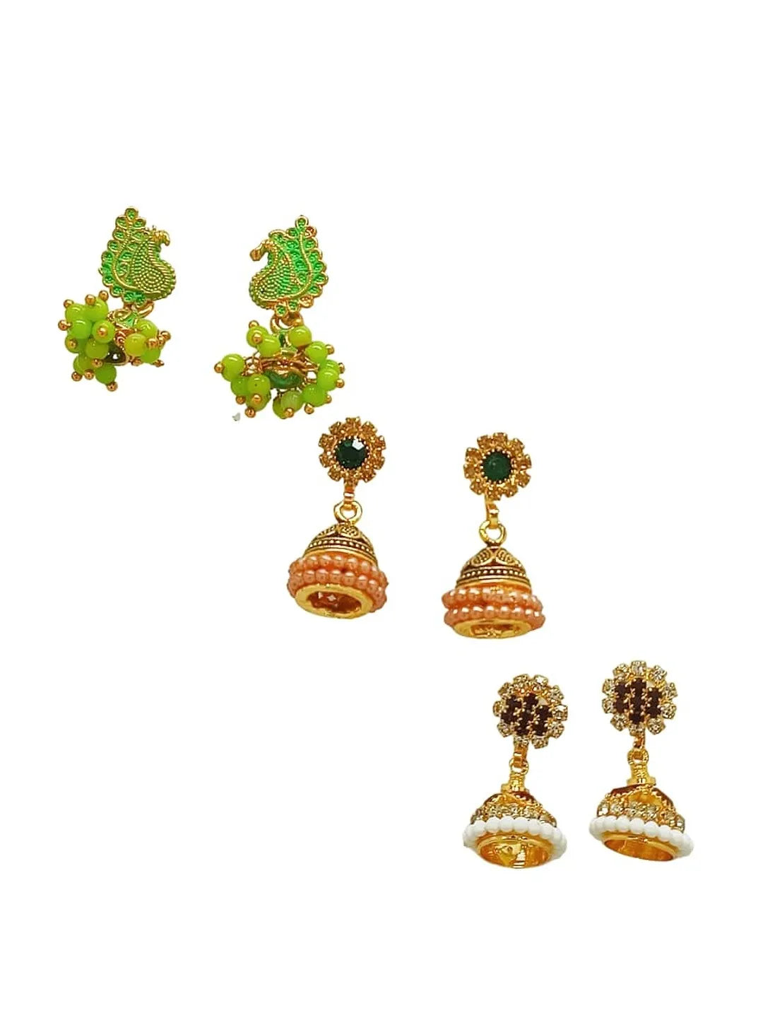 Set of 3 Cultural Circular Jhumkas Earrings