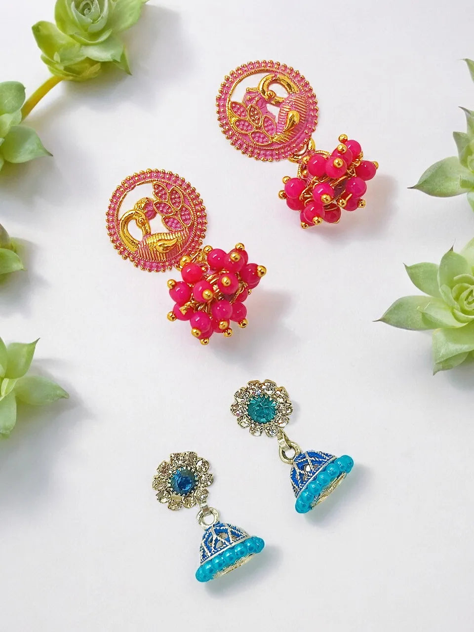 Set of 2 Circular Vintage Jhumka Earrings