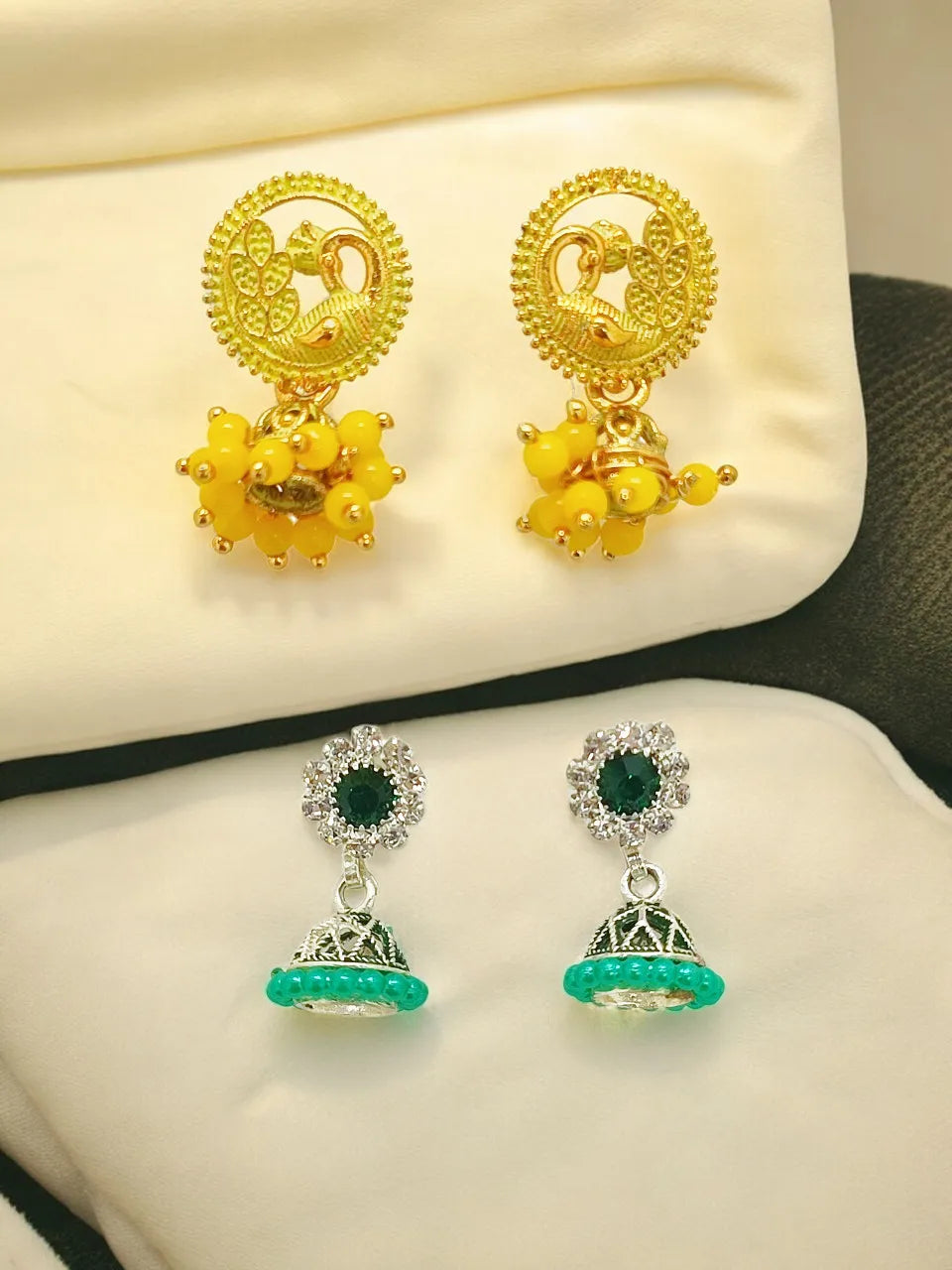 Set of 2 Circular Ethnic Jhumkas Earrings