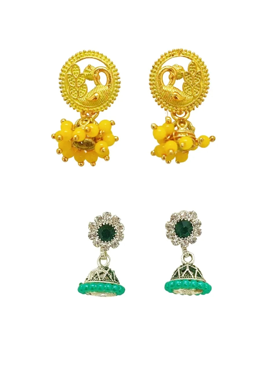 Set of 2 Circular Ethnic Jhumkas Earrings