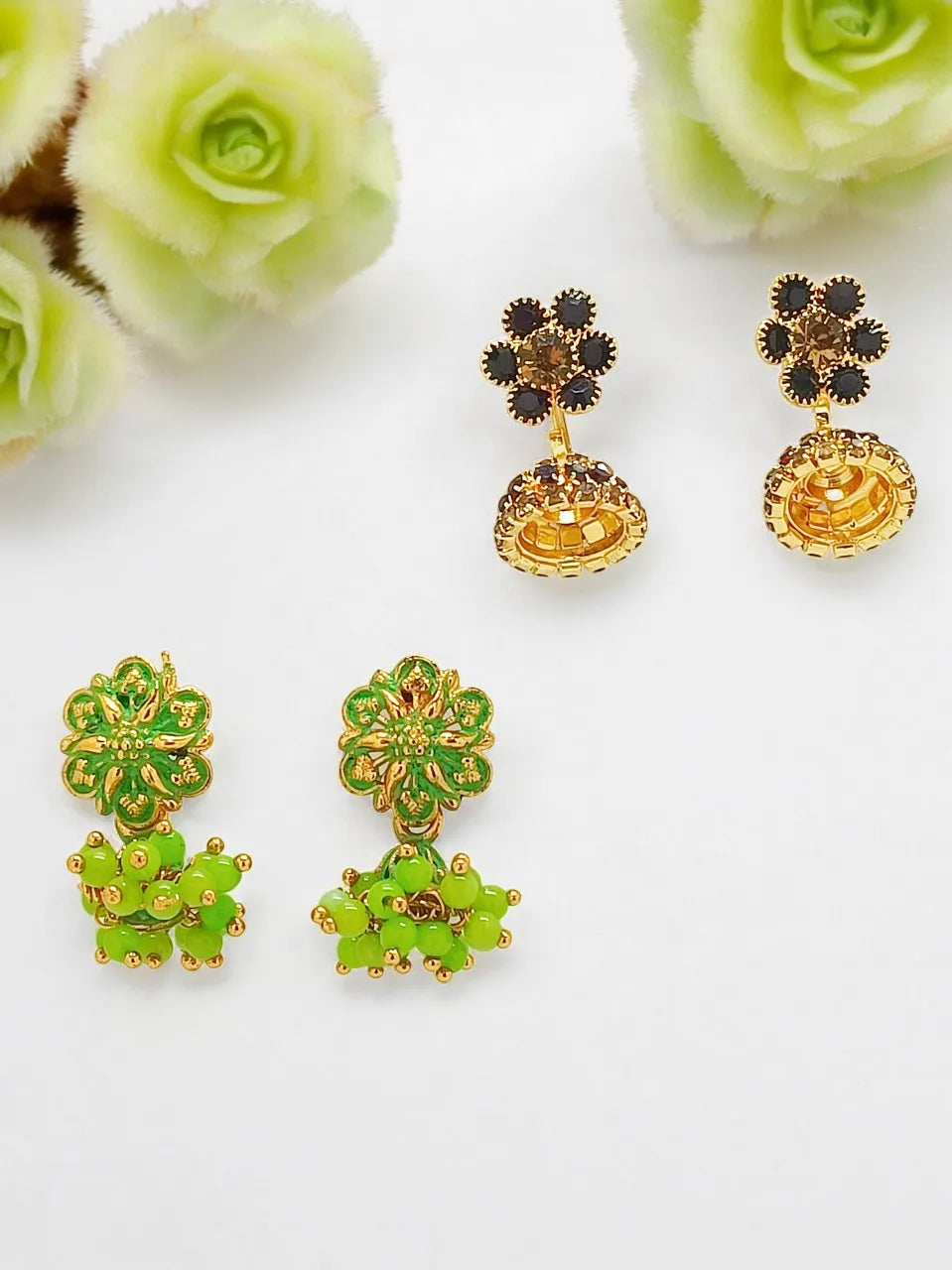 Women Set Of 2 Floral Drop Earrings