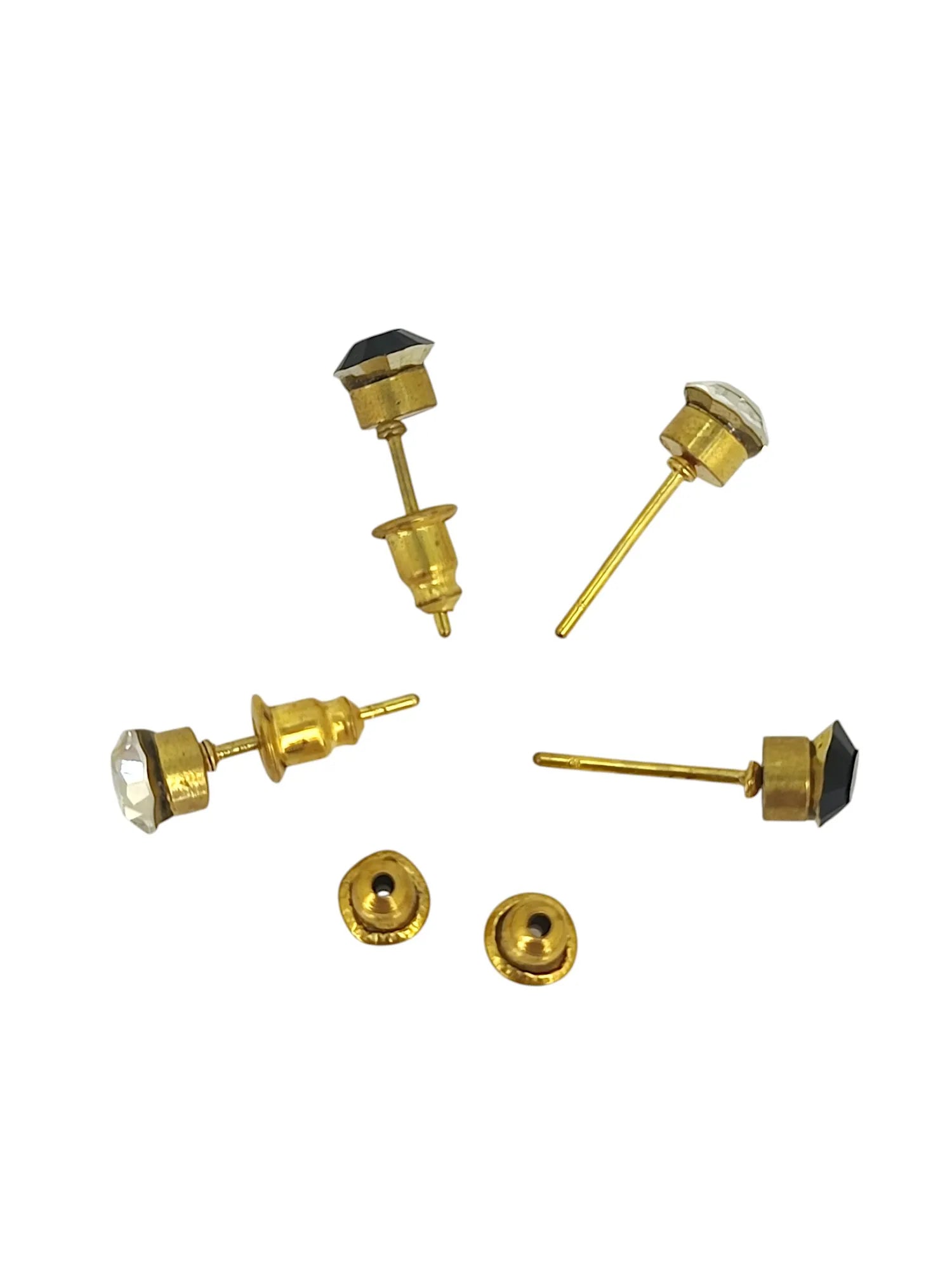 Set Of 2 Gold Plated Stone Studded Stud Earrings