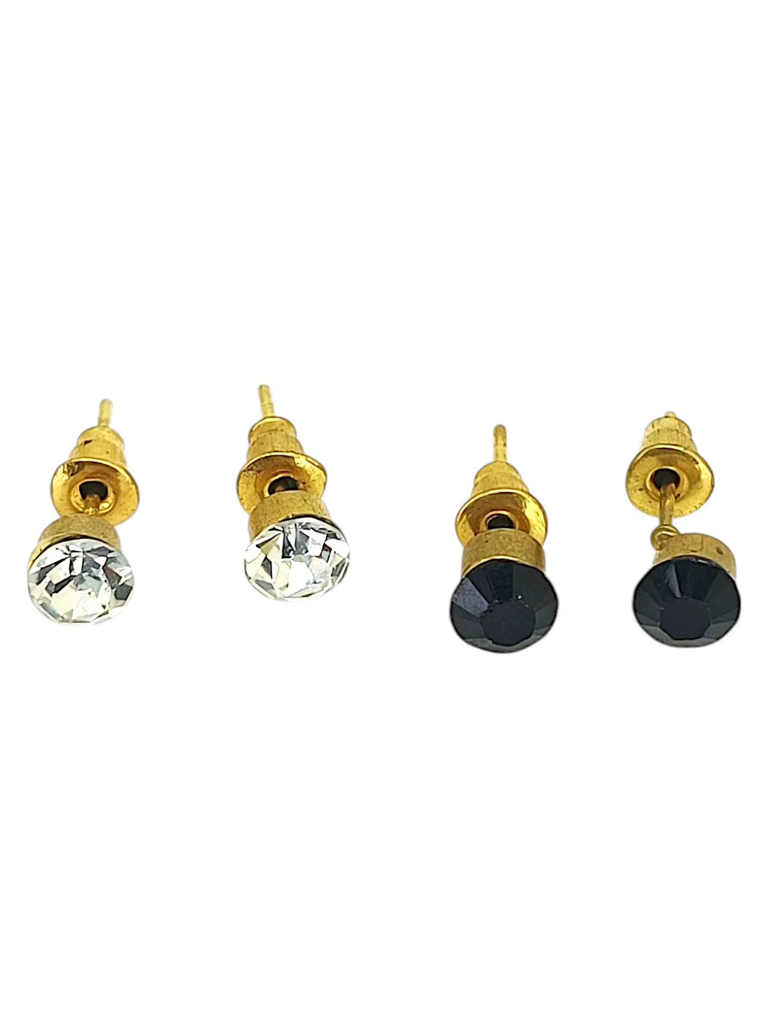 Set Of 2 Gold Plated Stone Studded Stud Earrings