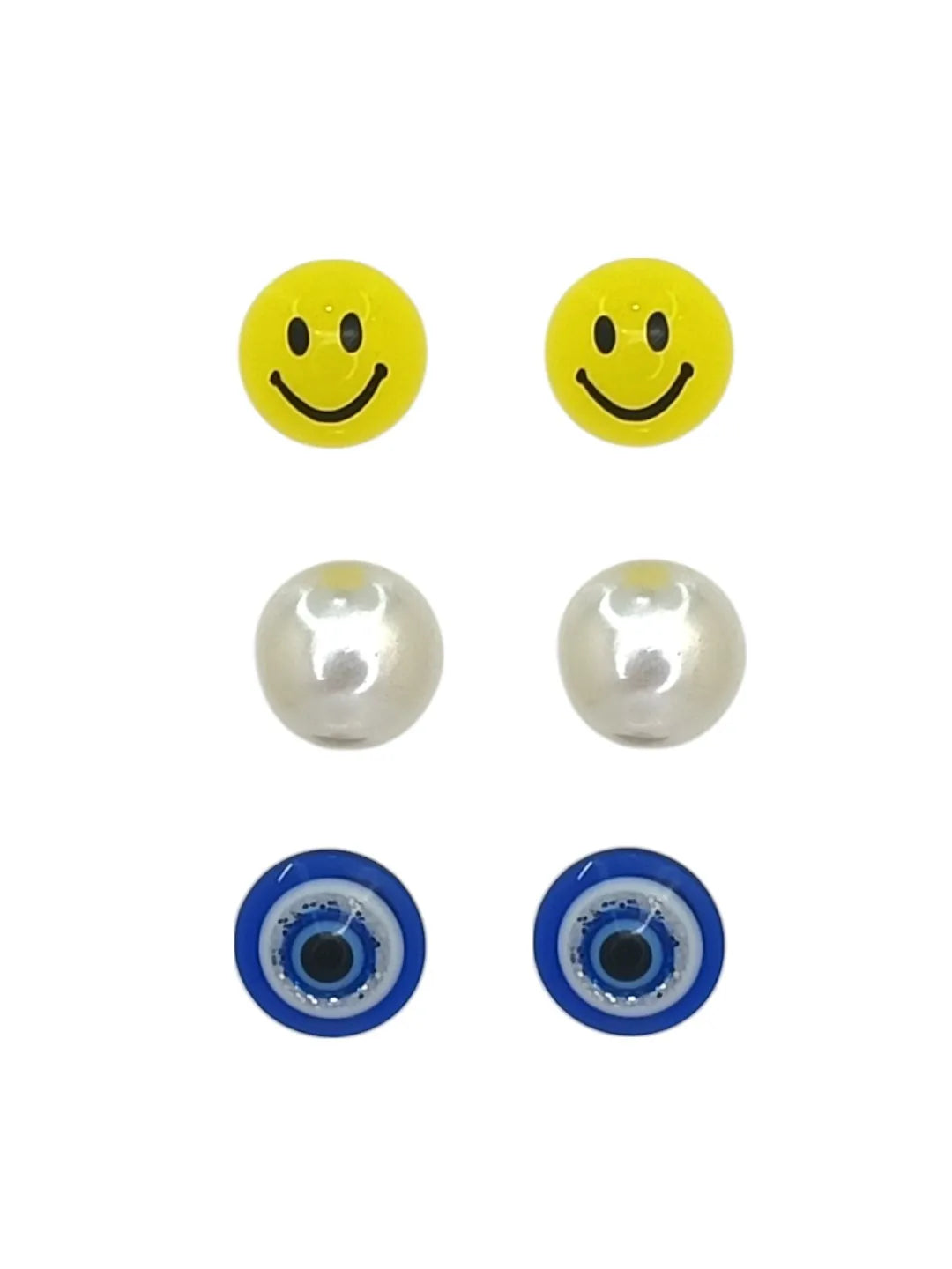 Set Of 3 Silver Plated Stud Earrings