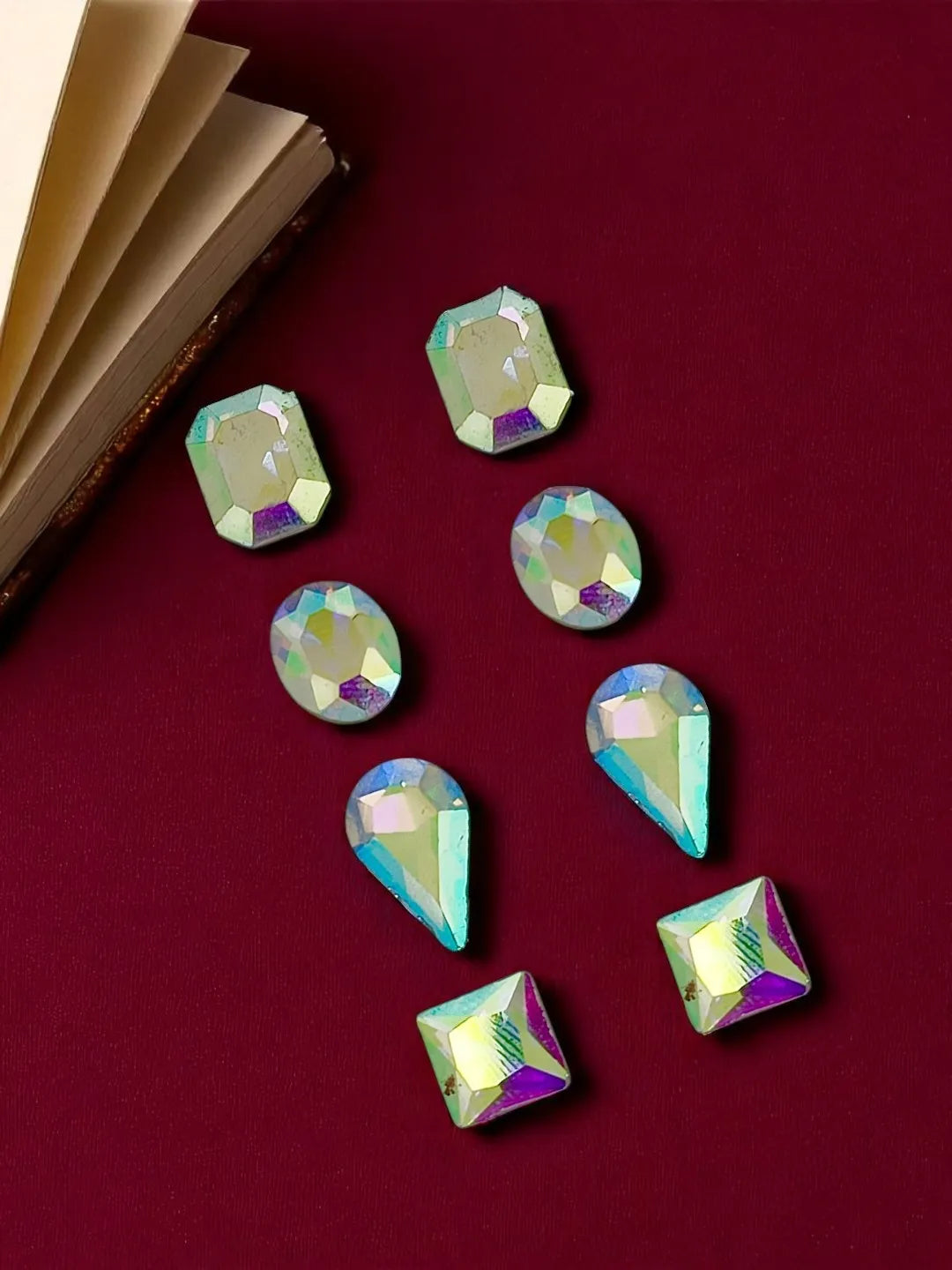 Set Of 4 Silver Plated Geometric shape Stone Studded Stud Earrings