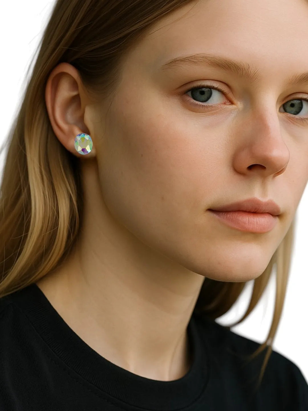 Set Of 4 Silver Plated Geometric shape Stone Studded Stud Earrings
