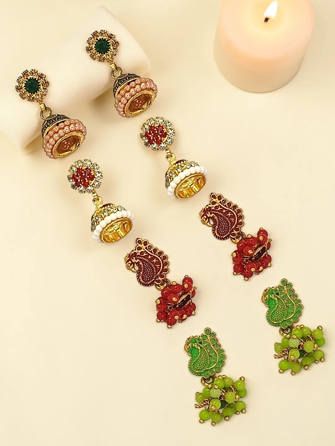 Set of 4 Circular Jhumkas Earrings