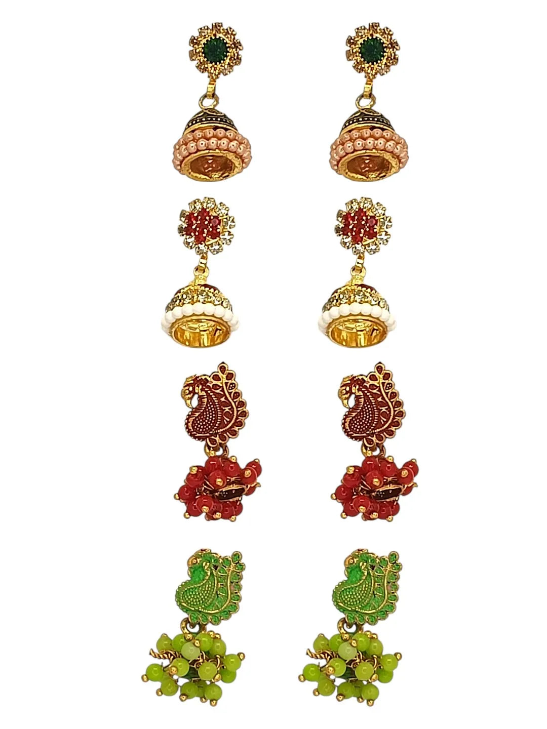 Set of 4 Circular Jhumkas Earrings