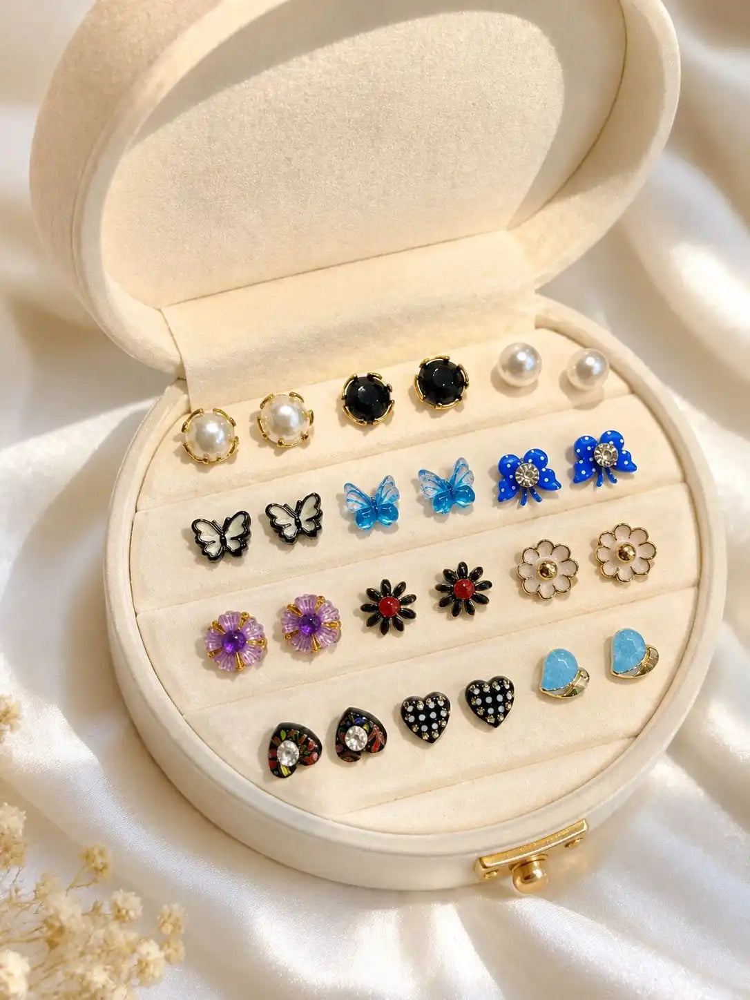 Set of 12 Multidesign Combo Stud Earrings