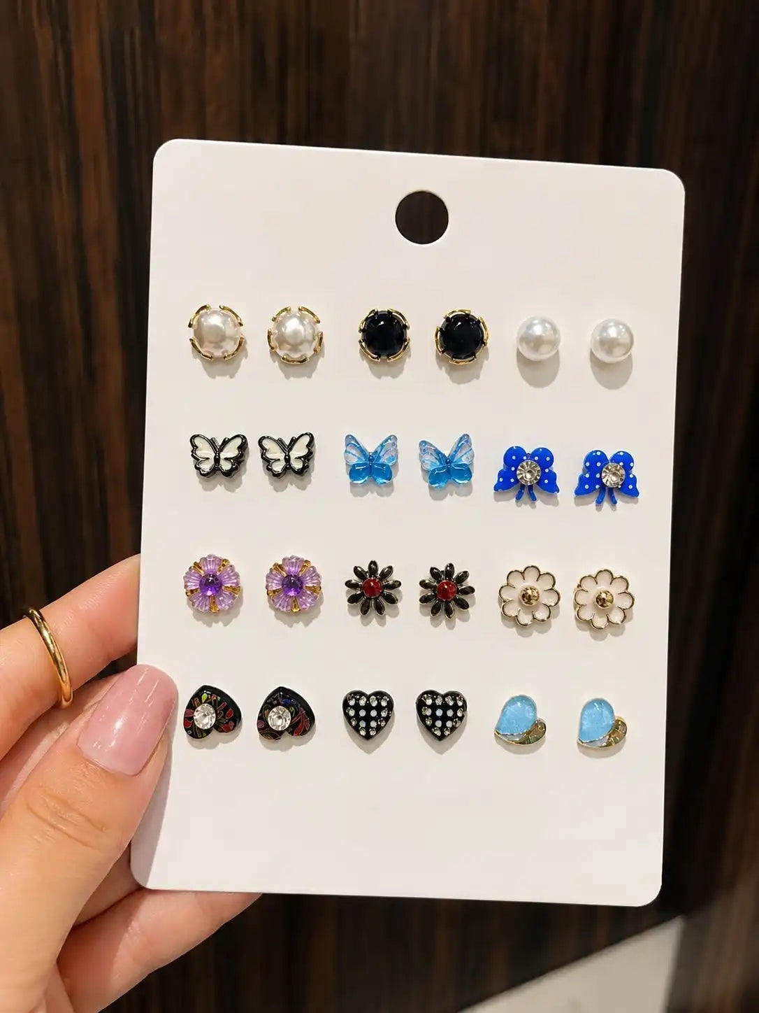 Set of 12 Multidesign Combo Stud Earrings