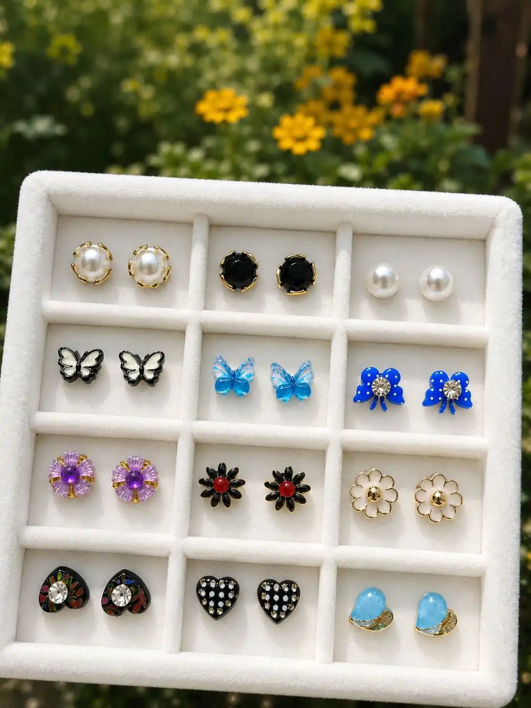Set of 12 Multidesign Combo Stud Earrings