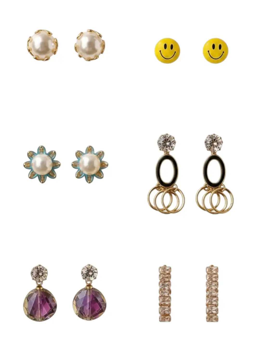 Set of 6 Combo Drop & Stud Earrings Assortment