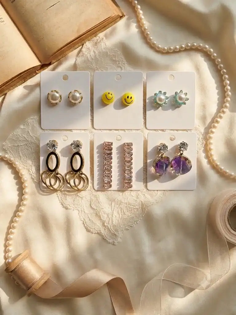 Set of 6 Combo Drop & Stud Earrings Assortment