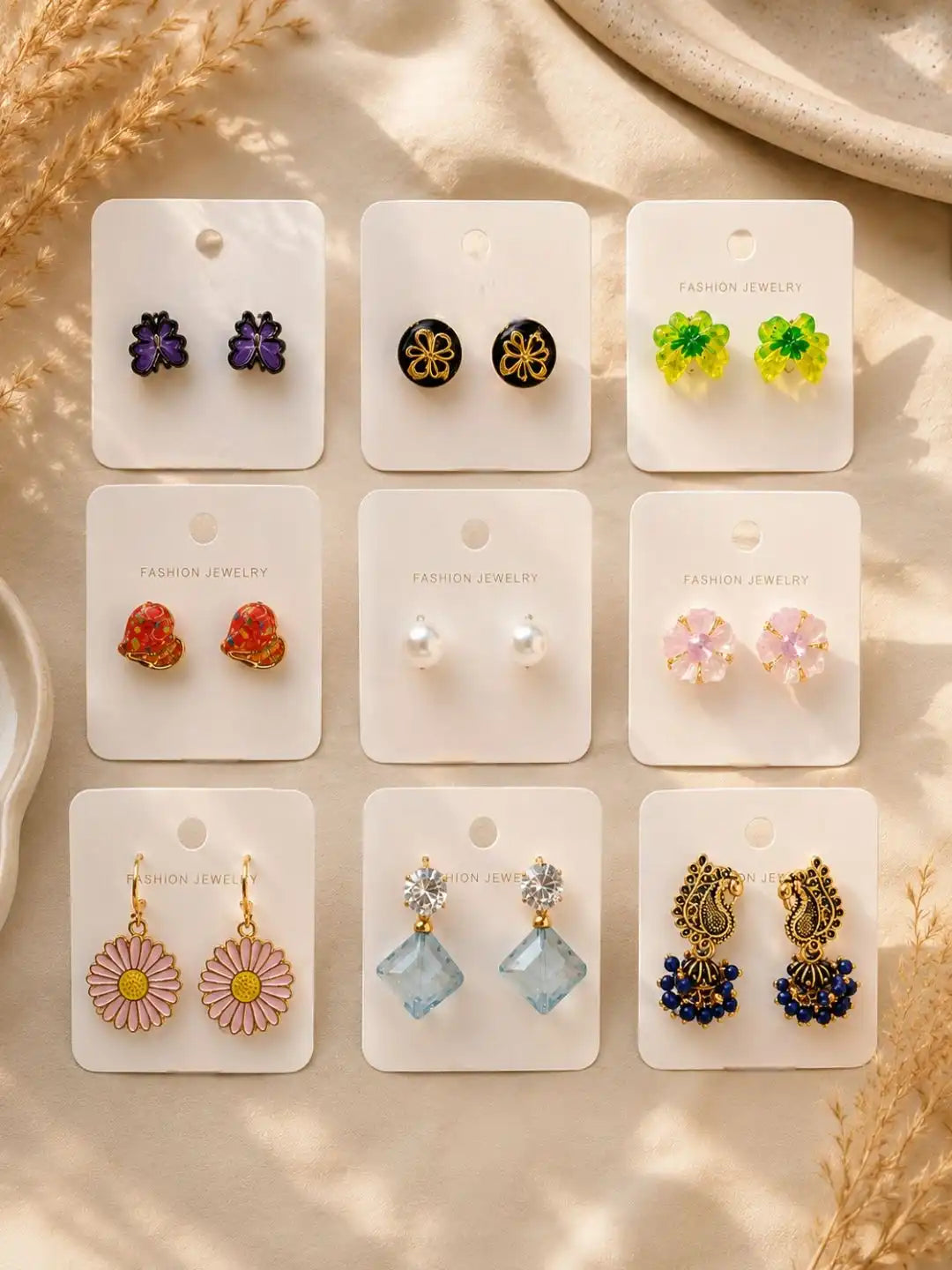 Set of 6 Diverse Combo Stud & Drop Earrings Assortment