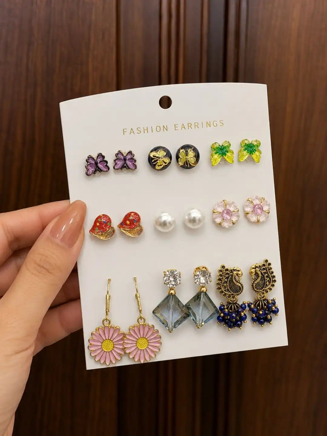 Set of 6 Diverse Combo Stud & Drop Earrings Assortment