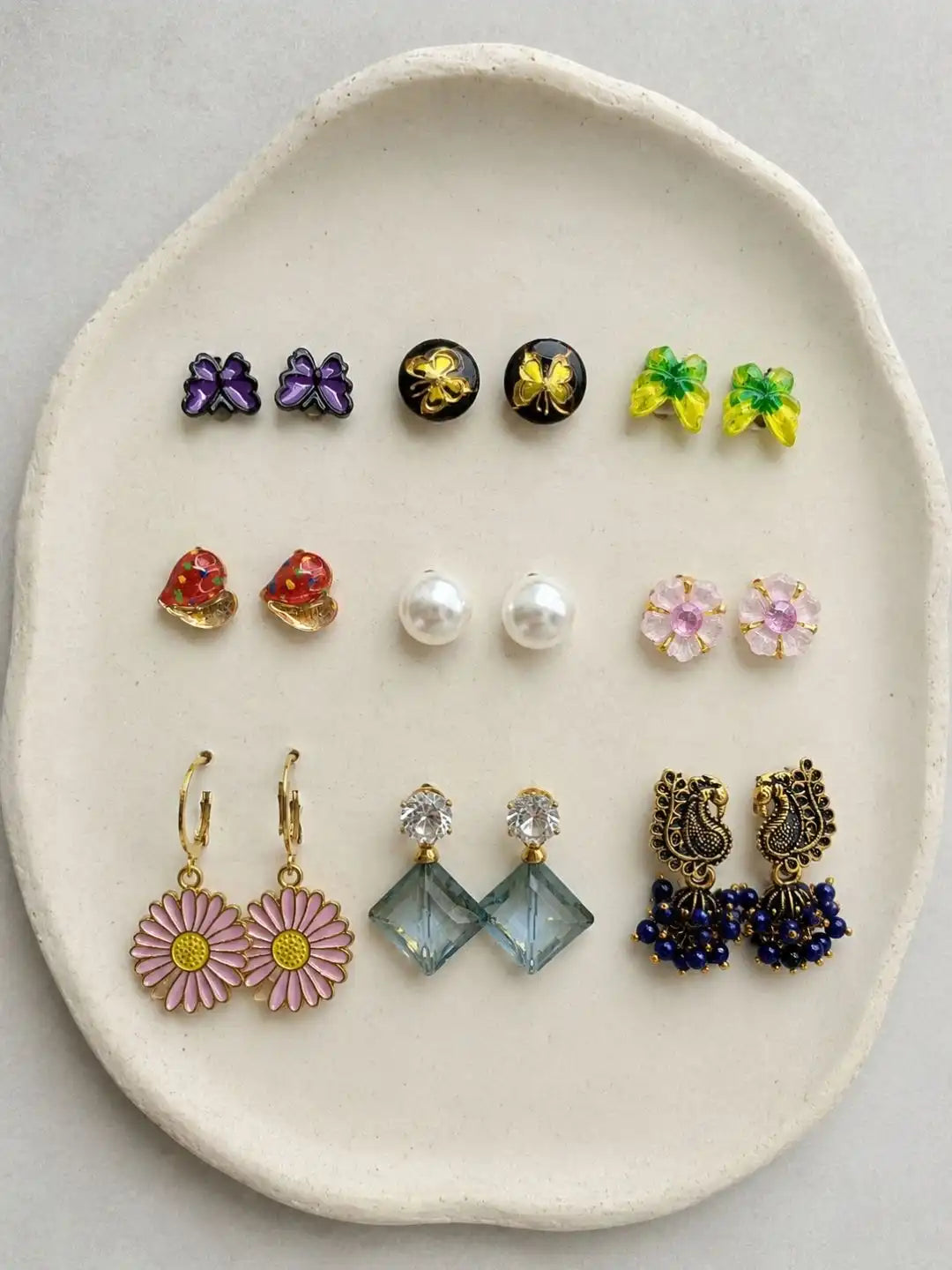 Set of 6 Diverse Combo Stud & Drop Earrings Assortment