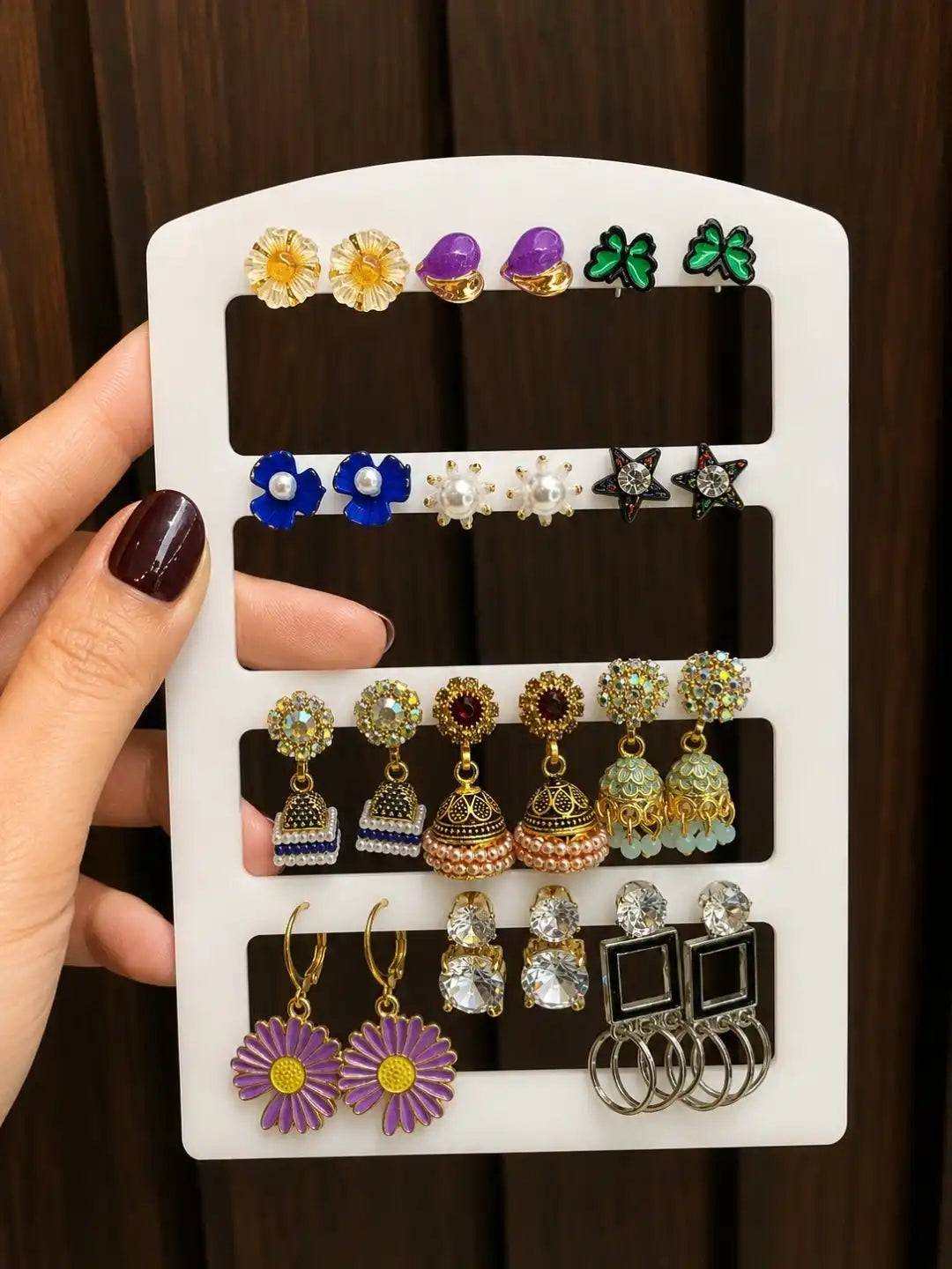 Set of 12 Pair Combo Stud and Drop Earrings Assortment