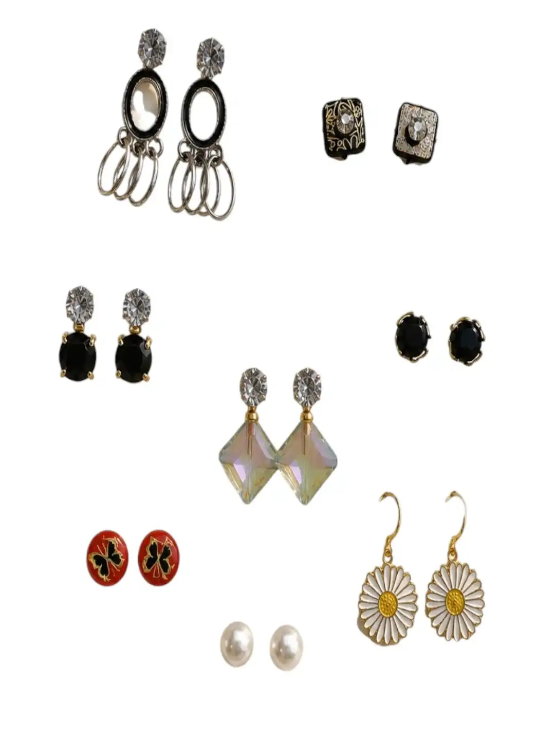 Set of 8 Multidesign Stud & Dangle Combo Earrings
