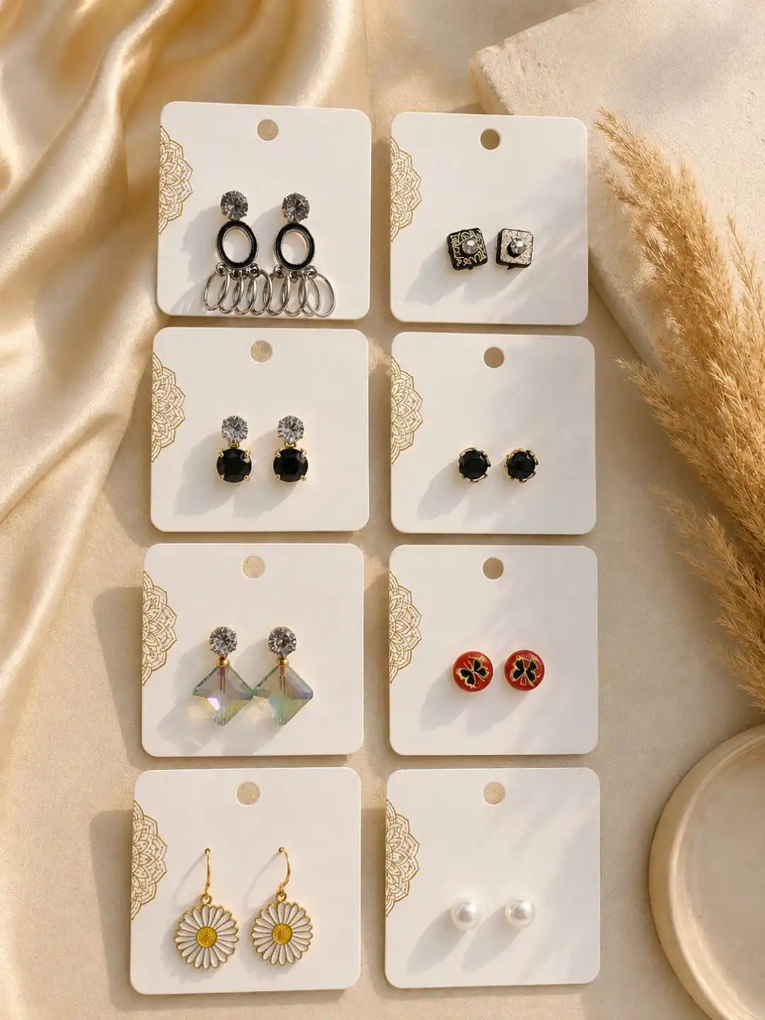 Set of 8 Multidesign Stud & Dangle Combo Earrings