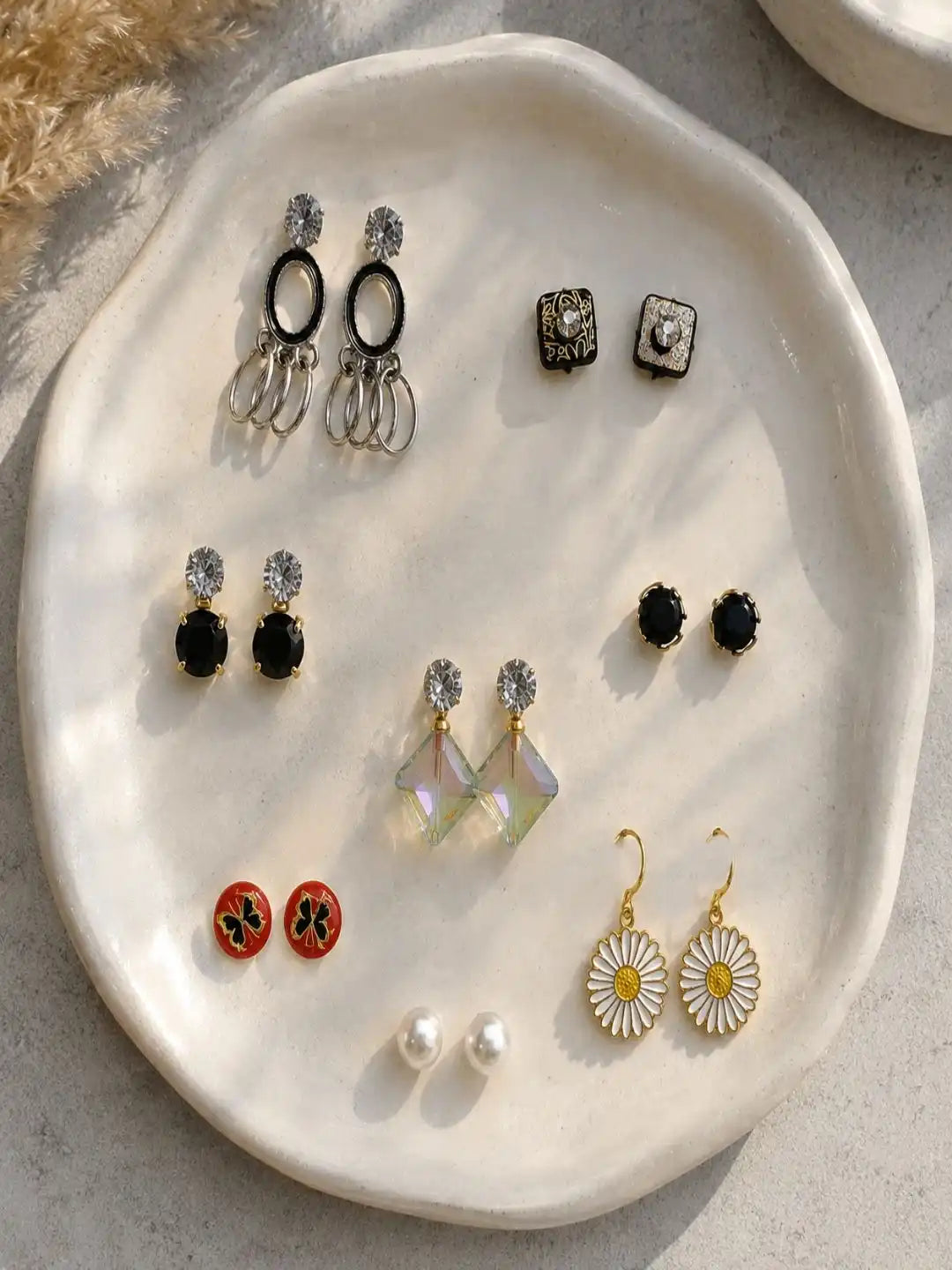 Set of 8 Multidesign Stud & Dangle Combo Earrings