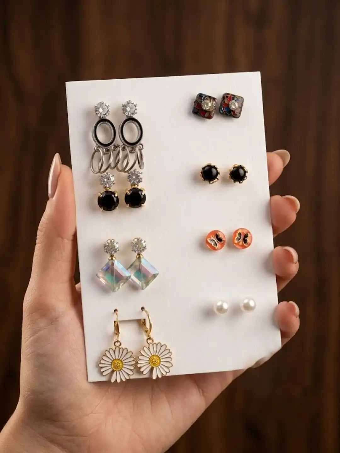 Set of 8 Multidesign Stud & Dangle Combo Earrings