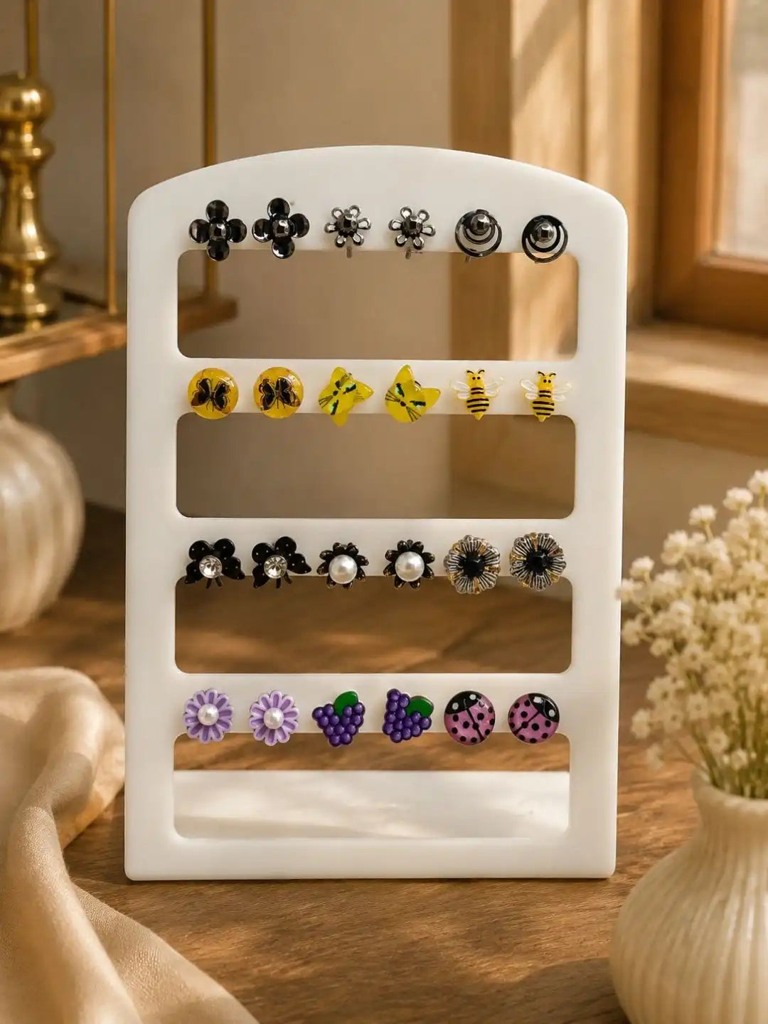 Set of 12 Multidesign Whimsical Combo Stud Earrings